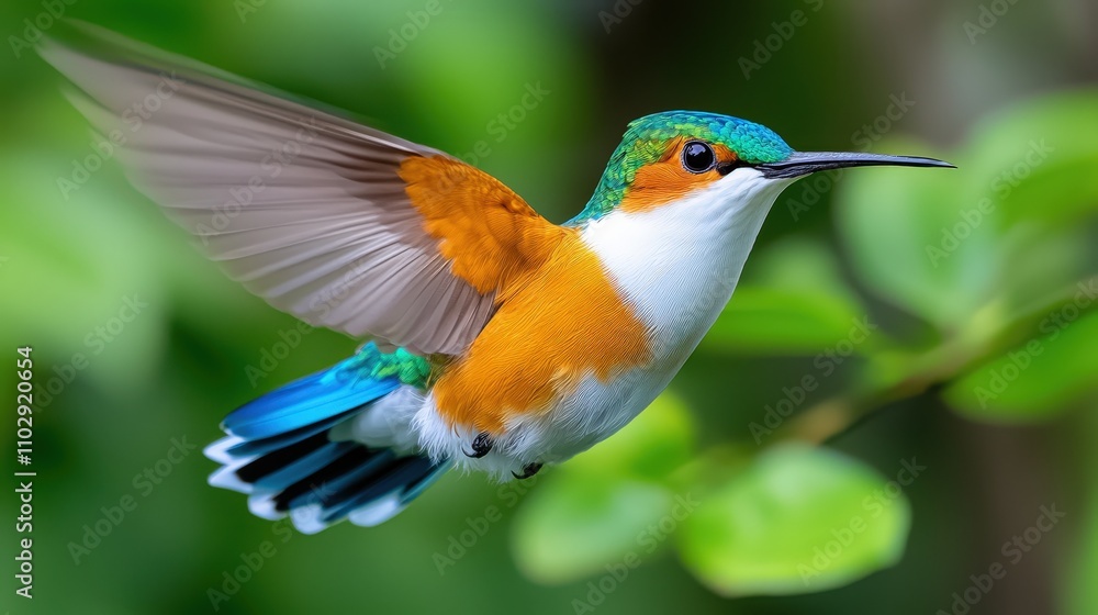 Fototapeta premium Vibrant Hummingbird in Flight Nature Wildlife Photography Tropical Bird