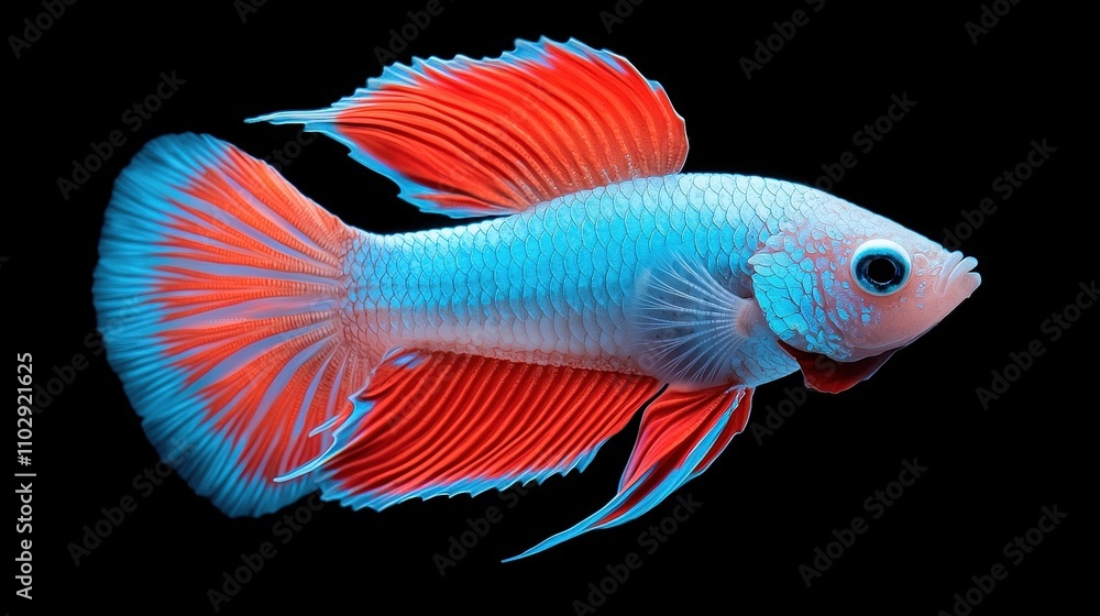 Vibrant Siamese Fighting Fish Red Blue Aquatic Animal Closeup Vibrant Siamese Fighting Fish Red Blue Aquatic Animal Closeup