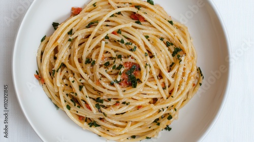 Delicious Sun Dried Tomato Pasta  Italian Food Photography  Spaghetti Dish photo