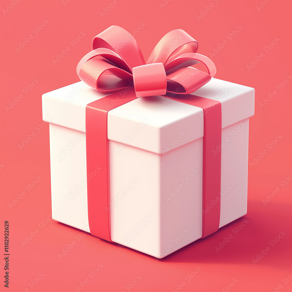Obraz premium white Gift Box with Pink Bow