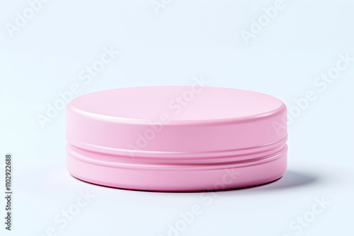 Soft Pink Cosmetic Container on a Light Background for Skincare or Beauty Product Presentation, Ideal for Use in Marketing and Advertising Campaigns