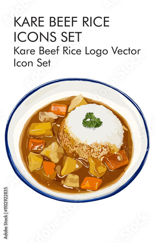 Curry beef logo vector icon set 