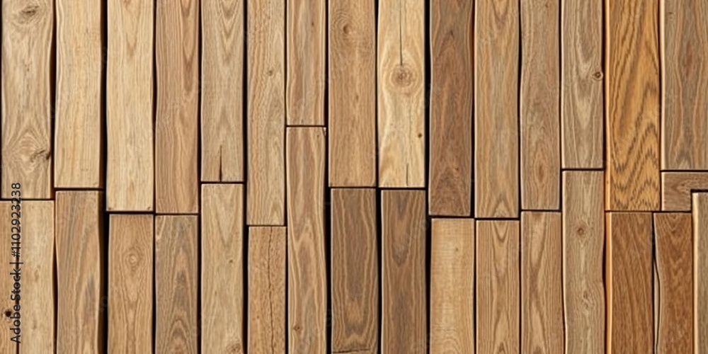 Naklejka premium Wooden planks with various colors arranged in a random pattern background, wooden texture, eclectic planks