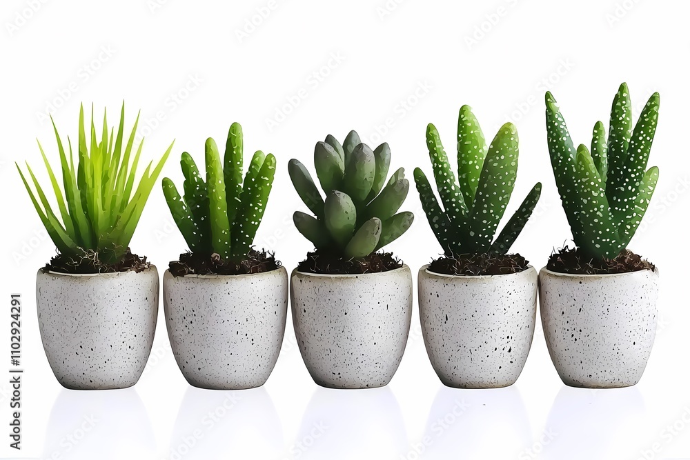 Assorted Succulent Plants in White Pots for Home Decor or Gardening Assorted Succulent Plants in White Pots for Home Decor or Gardening
