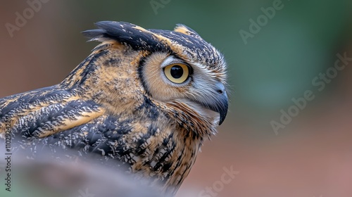 Majestic Owl Portrait  Close Up of a Great Horned Owl s Head photo