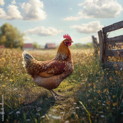 A chicken on the farm photo