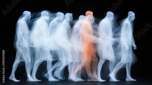 Abstract Motion Blur People Walking  Crowd Movement  Dynamic Energy  Human Flow  Individua photo