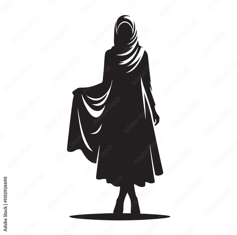 Naklejka premium hijab style standing vector illustration design silhouette 