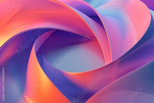 Dynamic abstract 3D background featuring layered, twisting geometric shapes with gradient colors and smooth shadows, creating a sense of depth and movement