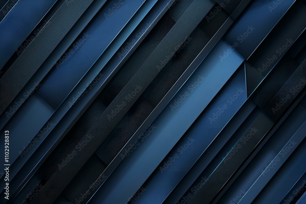 Elegant abstract background in black and deep blue, featuring 3D diagonal stripes, metallic gradients, and geometric shapes. Ideal for a wide, panoramic web banner Elegant abstract background in black and deep blue, featuring 3D diagonal stripes, metallic gradients, and geometric shapes. Ideal for a wide, panoramic web banner