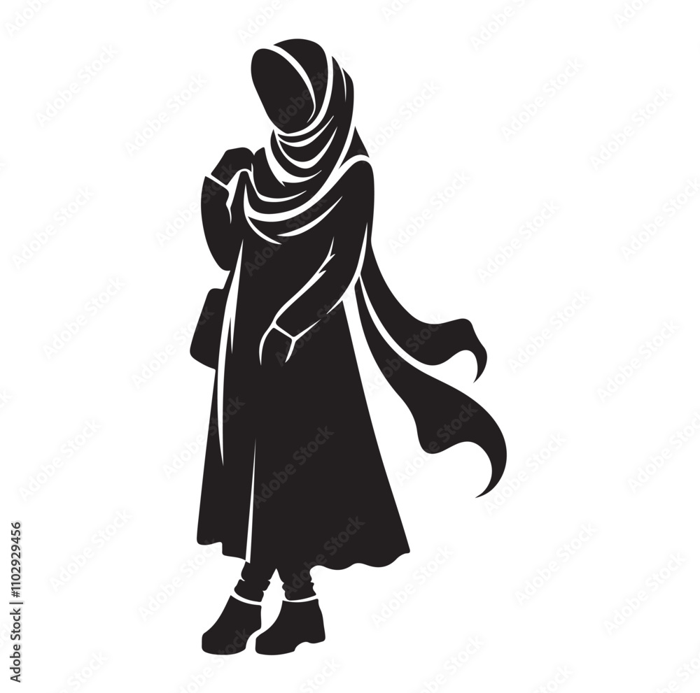 hijab style standing vector illustration design silhouette hijab style standing vector illustration design silhouette