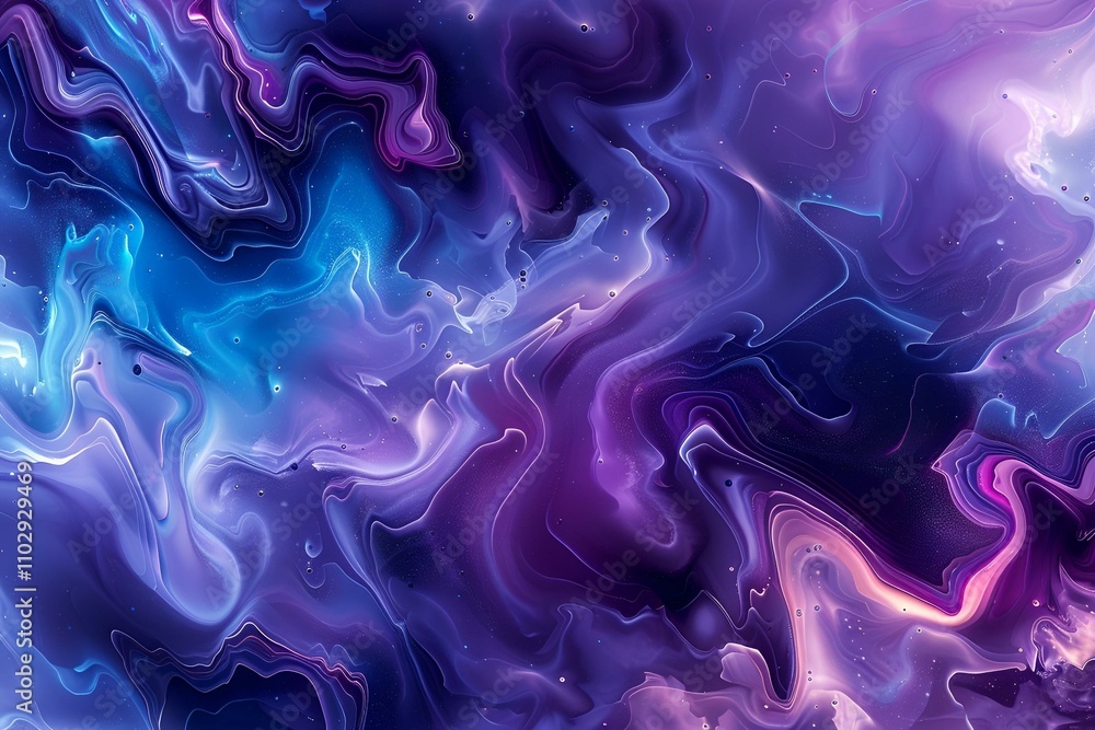 Obraz premium Fluid purple and blue abstract backdrop with rich, overlapping hues, forming a serene and striking pattern with smooth, flowing transitions