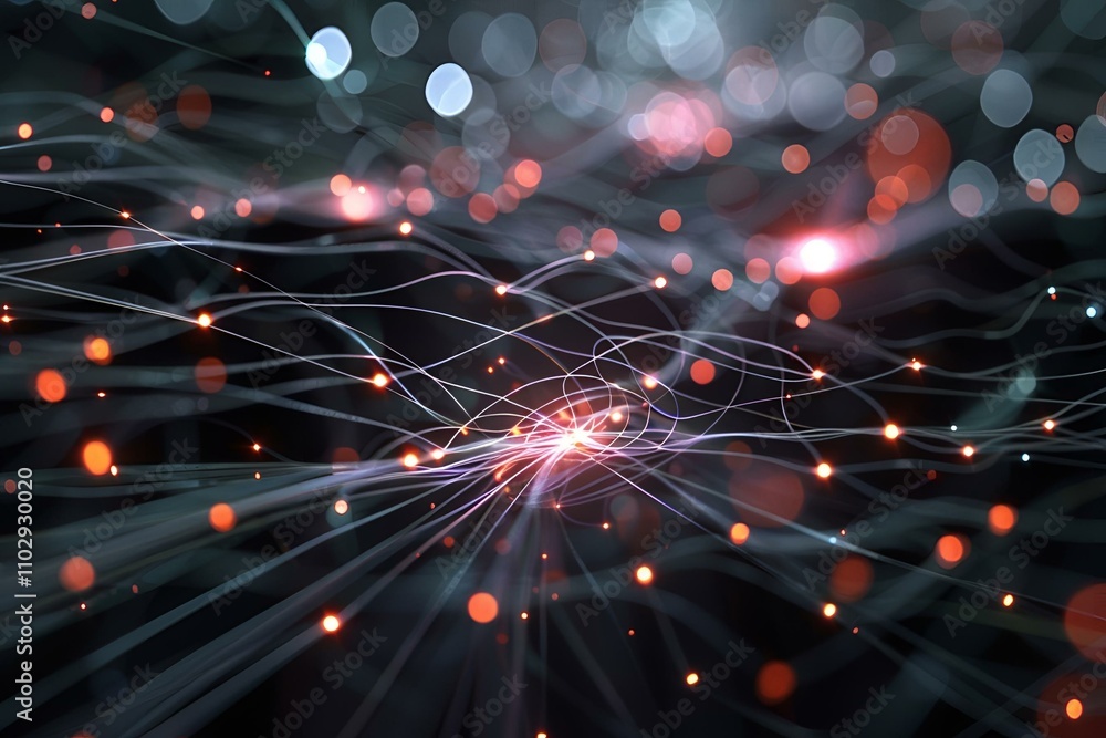 High-tech abstract backdrop with radiant fiber optics and intricate ...