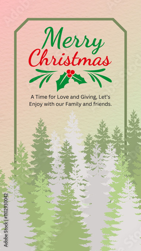 Simple Marry chrismas. Forest viewed, chrimas illustration.
