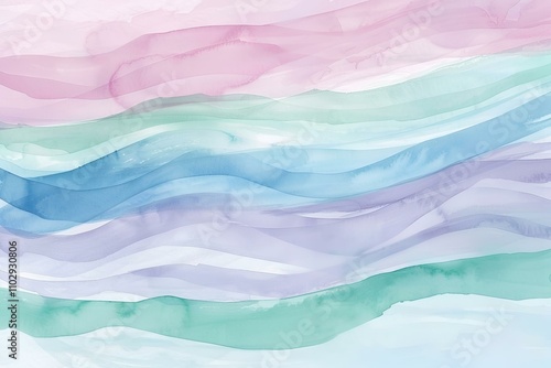 Soft watercolor stripes in pastel shades of pink, blue, and green, blending seamlessly with a transparent background, creating a delicate and ethereal design