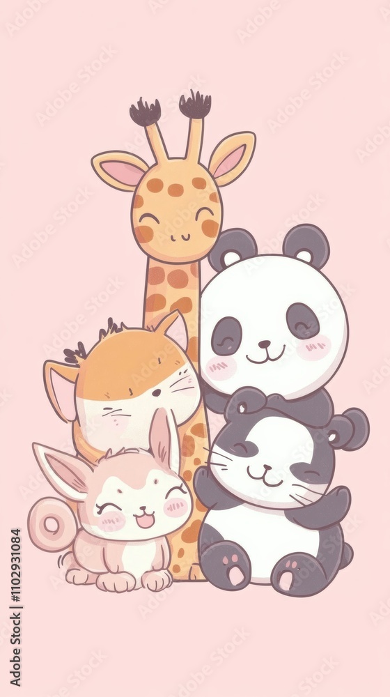 Fototapeta premium Set of funny cartoon animals