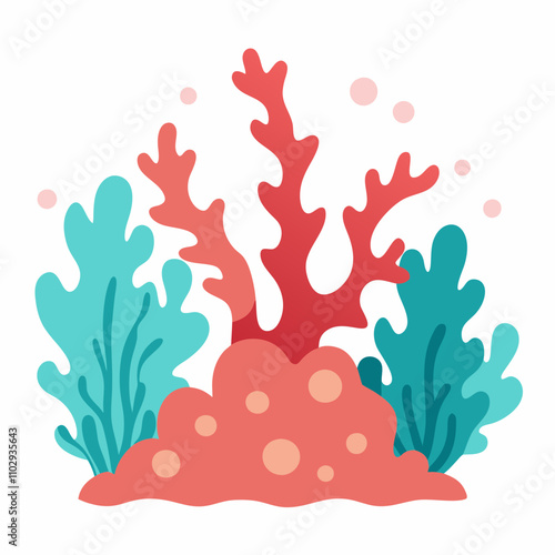 Coral reefs vector illustration on white background