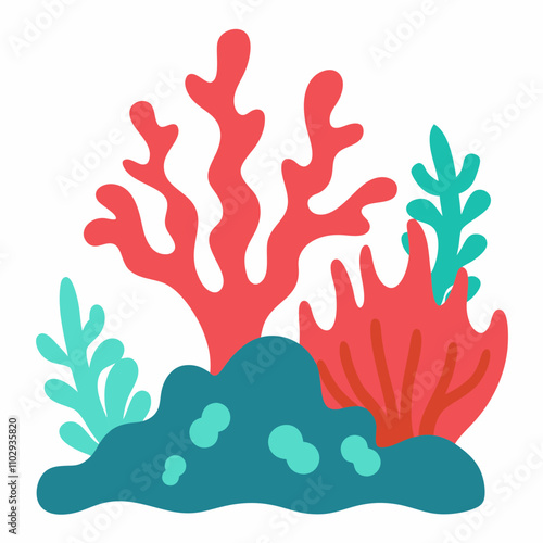 Coral reefs vector illustration on white background