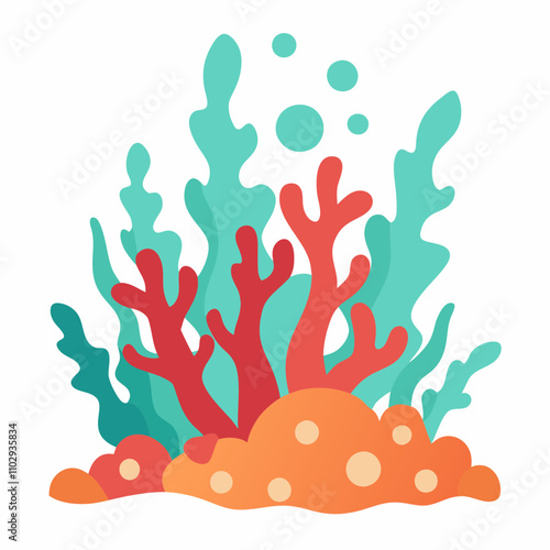 Coral reefs vector illustration on white background