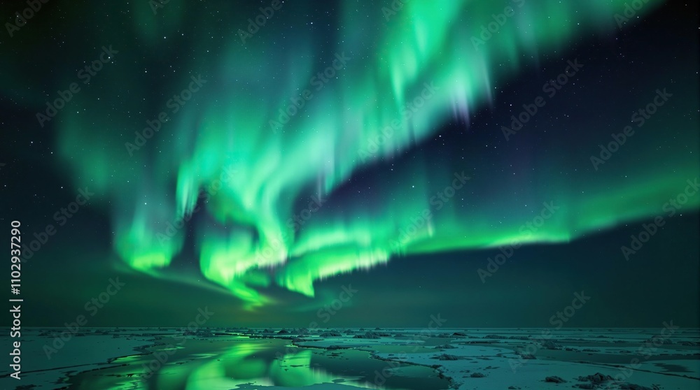 Shimmering aurora australis on the southern hemisphere, natural phenomenon, cold climate, , winter wonderland Shimmering aurora australis on the southern hemisphere, natural phenomenon, cold climate, , winter wonderland