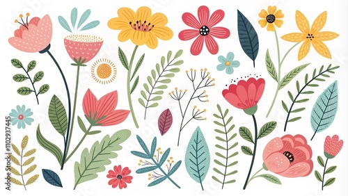 Beautiful romantic flower collection with roses, leaves, floral bouquets, flower compositions. Beautiful collection of blush and roses. Hand drawn floral wreath, Floral wreath with leaves for wedding