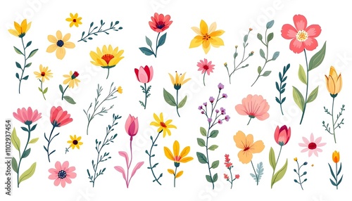 Beautiful romantic flower collection with roses, leaves, floral bouquets, flower compositions. Beautiful collection of blush and roses. Hand drawn floral wreath, Floral wreath with leaves for wedding