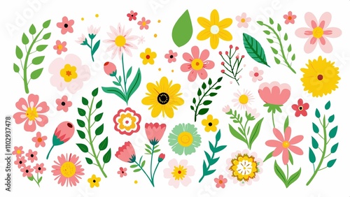 Beautiful romantic flower collection with roses, leaves, floral bouquets, flower compositions. Beautiful collection of blush and roses. Hand drawn floral wreath, Floral wreath with leaves for wedding