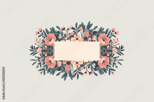 Vector illustration floral frame featuring a variety of colorful flowers, spring flowers botanical design elements, easily edtable.