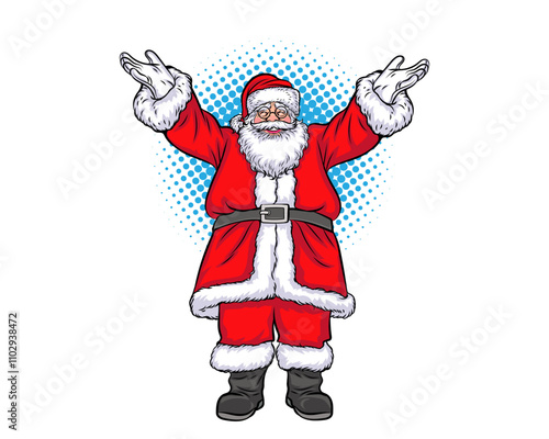 merry christmas santa and snowman reindeer elf in pop art comic style