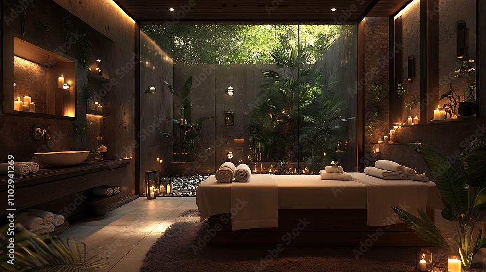 A spa room with a treatment table prepared with rolled soft towels, surrounded by flickering aromatic candles, gentle warm lighting, and elegant minimalist decor, hd quality, A spa room with a treatment table prepared with rolled soft towels, surrounded by flickering aromatic candles, gentle warm lighting, and elegant minimalist decor, hd quality,