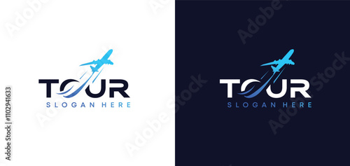 Premium Tour and Travel logo design vector. Travel Word Mark logo template. Aeroplane, Airplane, Flight, Aircraft, tour editable logo design.