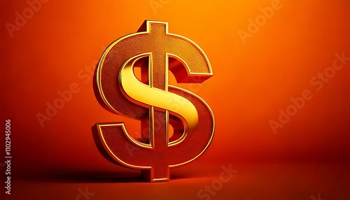 Golden dollar sign symbolizing wealth, prosperity, and financial success against a vibrant