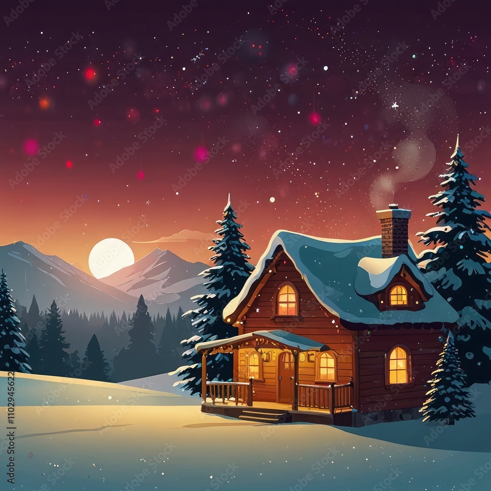 Fototapeta premium Christmas tree with gifts and snow