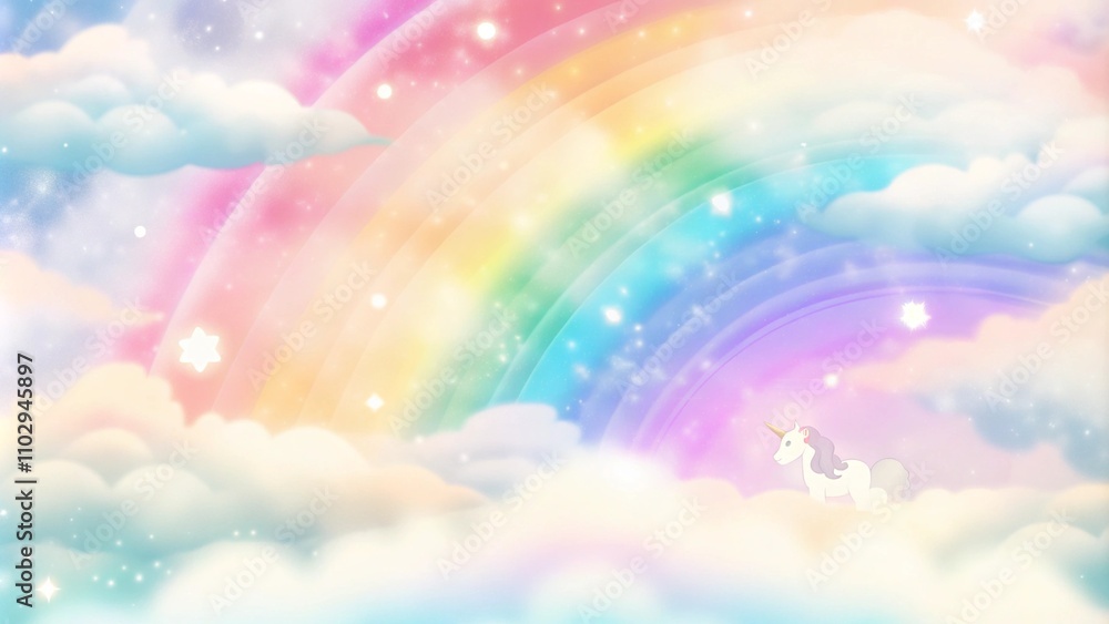 Fantasy realistic rainbow background with clouds in pastel colors. Unicorn cartoon cute wallpaper. Fairy landscape. Rainbow background with clouds and sprinkles in watercolor. Fantasy pastel color Fantasy realistic rainbow background with clouds in pastel colors. Unicorn cartoon cute wallpaper. Fairy landscape. Rainbow background with clouds and sprinkles in watercolor. Fantasy pastel color