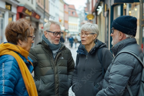 Old people walking on the streets of Wroclaw.