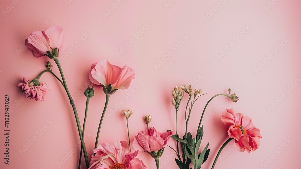 Pink Background with Side Flowers - an elegant and romantic floral display. The soft pink tones complement the flowers, adding a touch of charm and sophistication. Pink Background with Side Flowers - an elegant and romantic floral display. The soft pink tones complement the flowers, adding a touch of charm and sophistication.