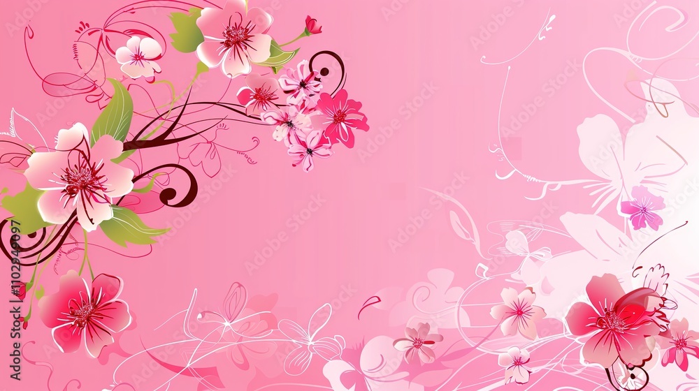 Pink Background with Side Flowers - an elegant and romantic floral display. The soft pink tones complement the flowers, adding a touch of charm and sophistication. Pink Background with Side Flowers - an elegant and romantic floral display. The soft pink tones complement the flowers, adding a touch of charm and sophistication.