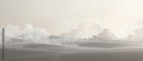 Gray smoke drifts lazily across a dark watercolor horizon line, soft focus, misty veil, ambient light, abstract art, dark background