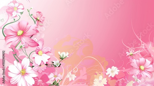 Pink Background with Side Flowers - an elegant and romantic floral display. The soft pink tones complement the flowers, adding a touch of charm and sophistication.