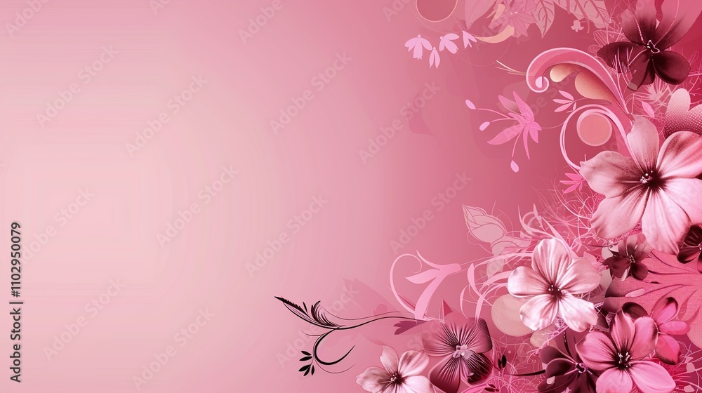 Pink Background with Side Flowers - an elegant and romantic floral display. The soft pink tones complement the flowers, adding a touch of charm and sophistication. Pink Background with Side Flowers - an elegant and romantic floral display. The soft pink tones complement the flowers, adding a touch of charm and sophistication.