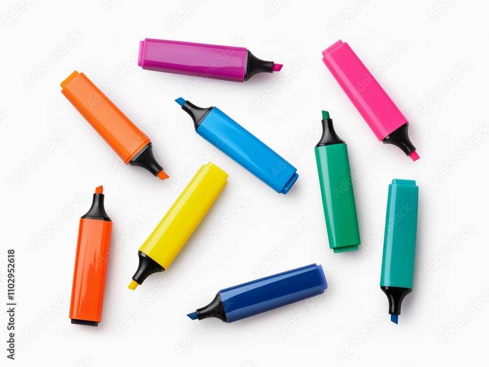 Multicolored highlighters. Isolated on white background
Multicolored highlighters. Isolated on white background