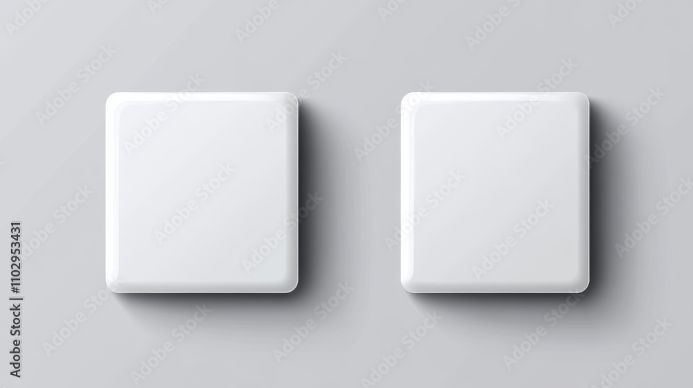 Blank square buttons, front and back views. Perfect for branding or fashion designs. Vector illustration. Blank square buttons, front and back views. Perfect for branding or fashion designs. Vector illustration.