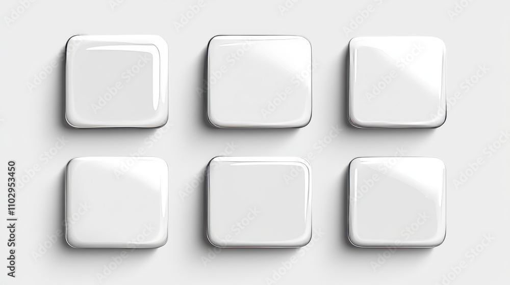 Blank square buttons, front and back views. Perfect for branding or fashion designs. Vector illustration. Blank square buttons, front and back views. Perfect for branding or fashion designs. Vector illustration.