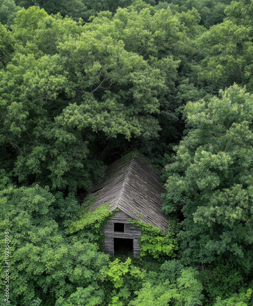 Abandoned Barn Lost in Lush Green Forest Abandoned Barn Lost in Lush Green Forest