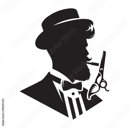 barber icon set silhouette vector illustration