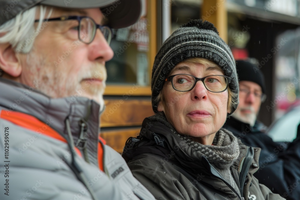 Old woman and man on the street. Old woman and man on the street.