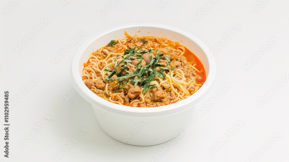 Instant Noodles on a White Background - A Tempting and Convenient Food Display. The Colorful and Enticing Instant Noodles on the Plain White Background, with Their Rich Flavors and Varied Textures Instant Noodles on a White Background - A Tempting and Convenient Food Display. The Colorful and Enticing Instant Noodles on the Plain White Background, with Their Rich Flavors and Varied Textures
