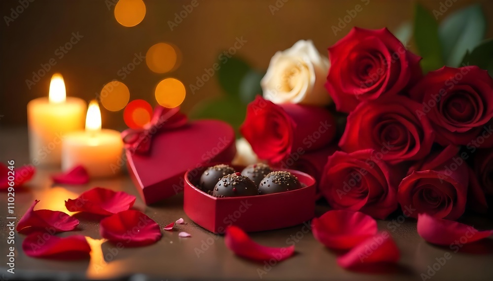 Valentine’s Day Gift Box with Roses and Chocolates Valentine’s Day Gift Box with Roses and Chocolates