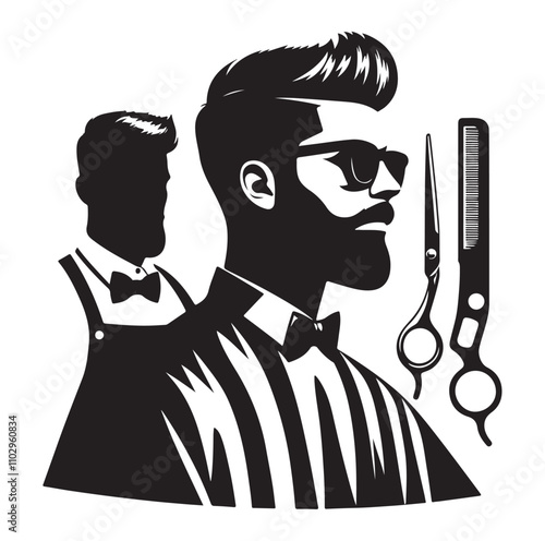 barber icon set silhouette vector illustration