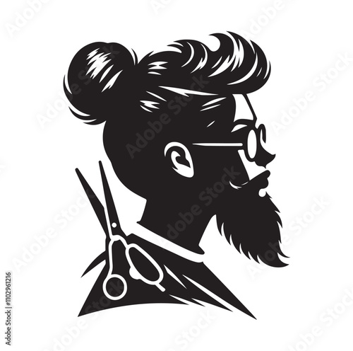 barber icon set silhouette vector illustration